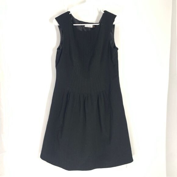 Calvin Klein Size 12 Black Sleeveless Pintuck 👗 Shirt 👔 - Picture 1 of 11